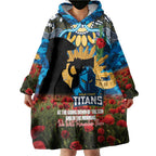 Personalised Titans Rugby ANZAC Day Wearable Blanket Hoodie Last Post Poppy We Will Remember Them