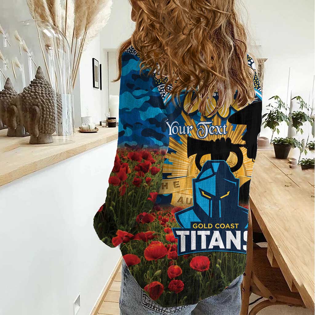 Personalised Titans Rugby ANZAC Day Women Casual Shirt Last Post Poppy We Will Remember Them