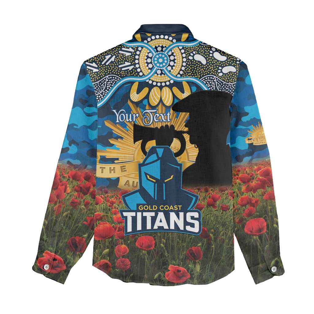 Personalised Titans Rugby ANZAC Day Women Casual Shirt Last Post Poppy We Will Remember Them