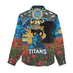Personalised Titans Rugby ANZAC Day Women Casual Shirt Last Post Poppy We Will Remember Them