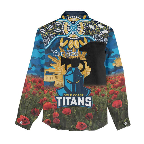 Personalised Titans Rugby ANZAC Day Women Casual Shirt Last Post Poppy We Will Remember Them