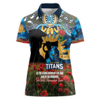 Personalised Titans Rugby ANZAC Day Women Polo Shirt Last Post Poppy We Will Remember Them