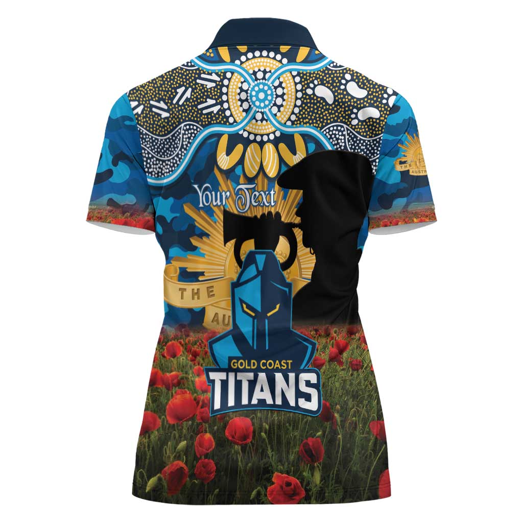 Personalised Titans Rugby ANZAC Day Women Polo Shirt Last Post Poppy We Will Remember Them