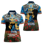 Personalised Titans Rugby ANZAC Day Women Polo Shirt Last Post Poppy We Will Remember Them