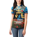 Personalised Titans Rugby ANZAC Day Women Polo Shirt Last Post Poppy We Will Remember Them