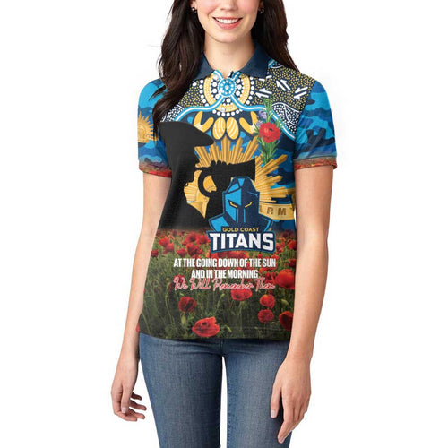Personalised Titans Rugby ANZAC Day Women Polo Shirt Last Post Poppy We Will Remember Them