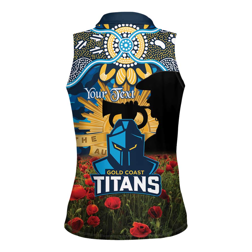 Personalised Titans Rugby ANZAC Day Women Sleeveless Polo Shirt Last Post Poppy We Will Remember Them