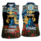 Personalised Titans Rugby ANZAC Day Women Sleeveless Polo Shirt Last Post Poppy We Will Remember Them