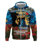 Personalised Titans Rugby ANZAC Day Zip Hoodie Last Post Poppy We Will Remember Them