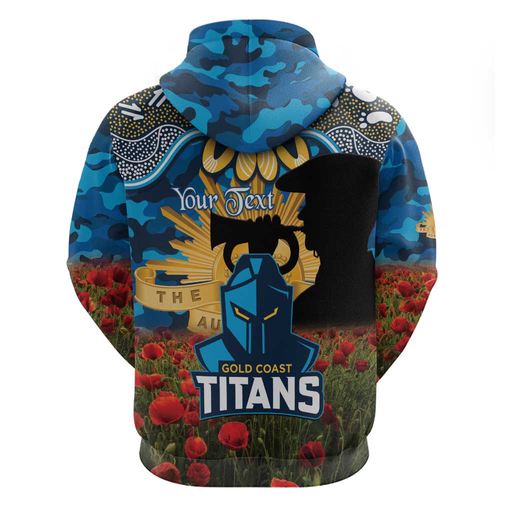 Personalised Titans Rugby ANZAC Day Zip Hoodie Last Post Poppy We Will Remember Them