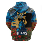 Personalised Titans Rugby ANZAC Day Zip Hoodie Last Post Poppy We Will Remember Them
