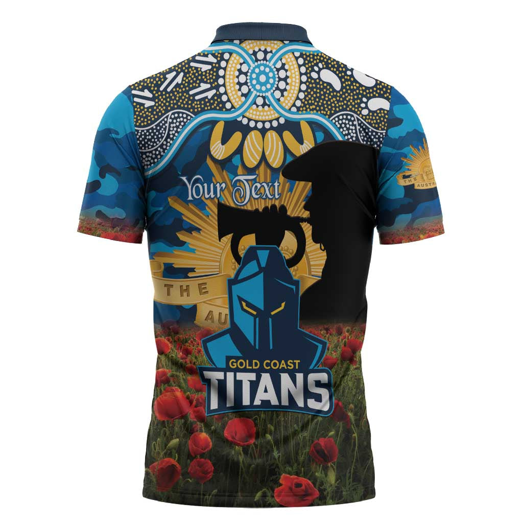 Personalised Titans Rugby ANZAC Day Zipper Polo Shirt Last Post Poppy We Will Remember Them