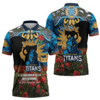 Personalised Titans Rugby ANZAC Day Zipper Polo Shirt Last Post Poppy We Will Remember Them