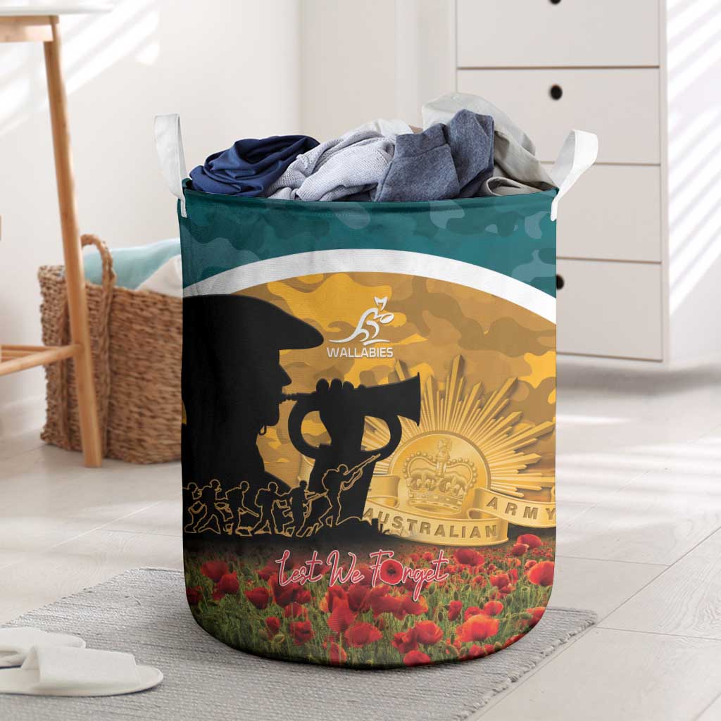 Wallabies ANZAC Day Laundry Basket Last Post Poppy Lest We Forget
