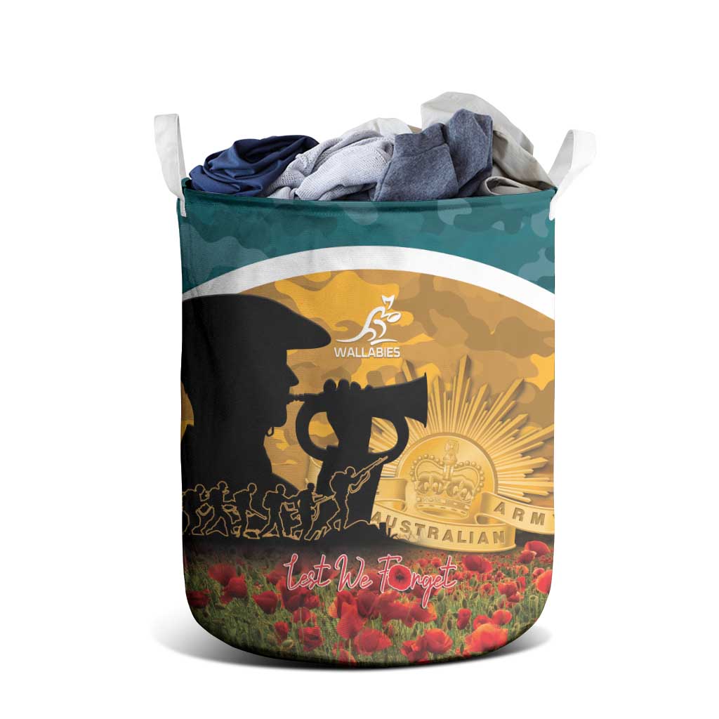 Wallabies ANZAC Day Laundry Basket Last Post Poppy Lest We Forget