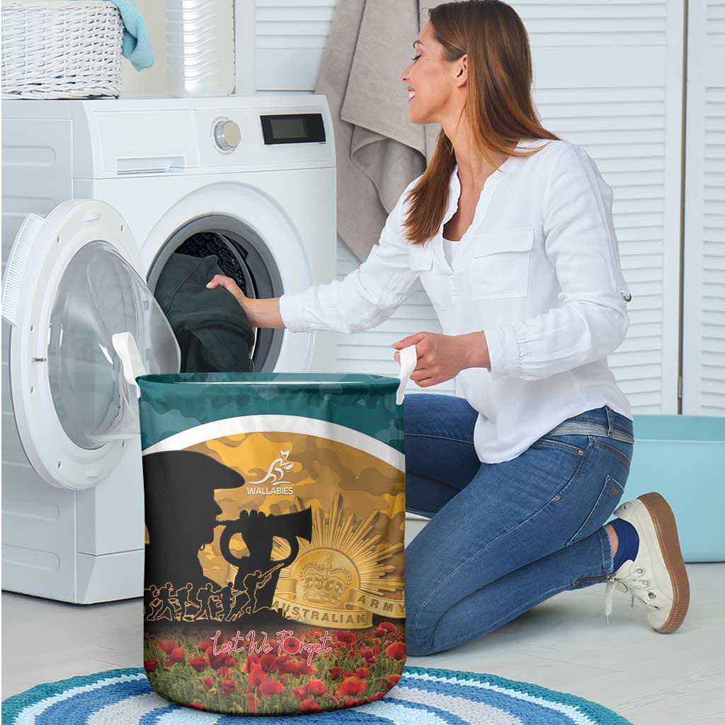 Wallabies ANZAC Day Laundry Basket Last Post Poppy Lest We Forget