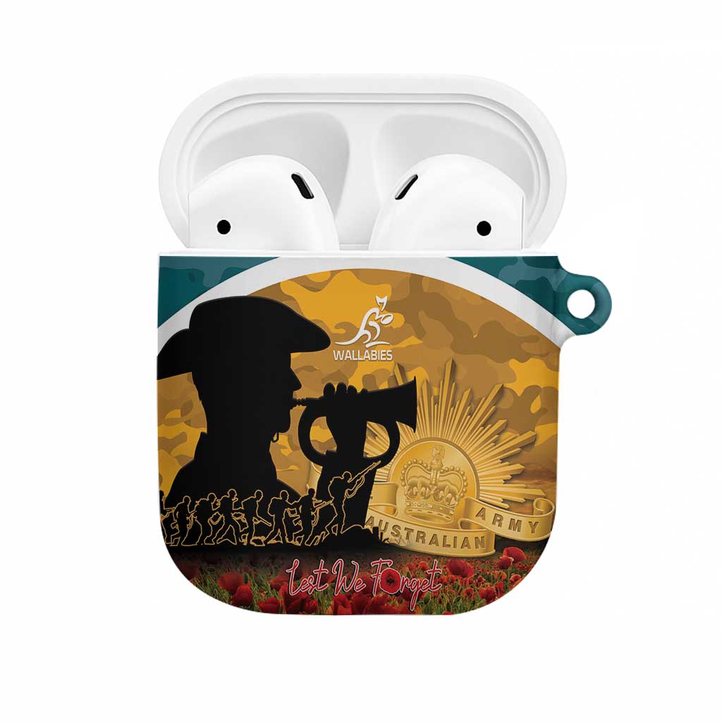Wallabies ANZAC Day AirPods Case Last Post Poppy Lest We Forget