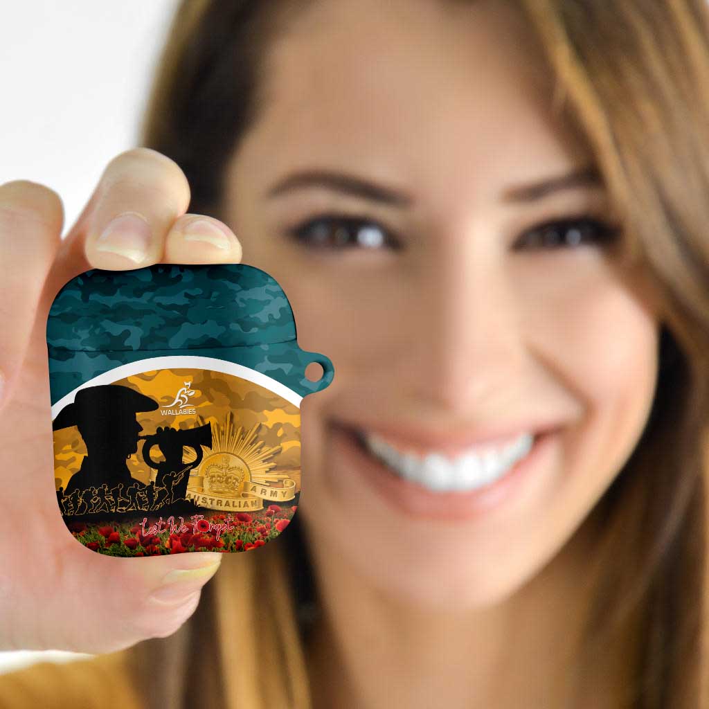 Wallabies ANZAC Day AirPods Case Last Post Poppy Lest We Forget