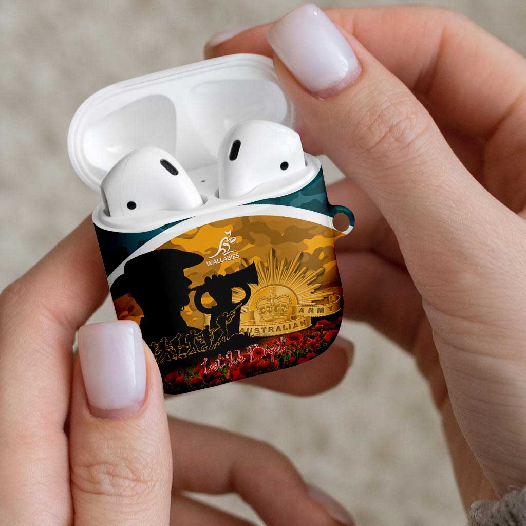 Wallabies ANZAC Day AirPods Case Last Post Poppy Lest We Forget