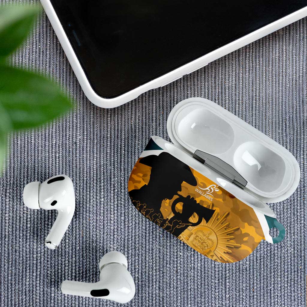Wallabies ANZAC Day AirPods Case Last Post Poppy Lest We Forget