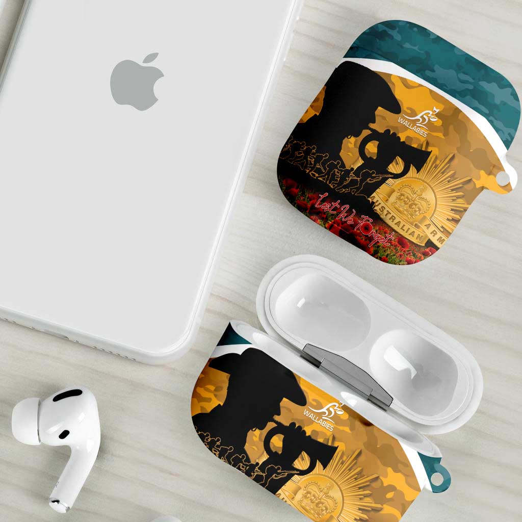 Wallabies ANZAC Day AirPods Case Last Post Poppy Lest We Forget