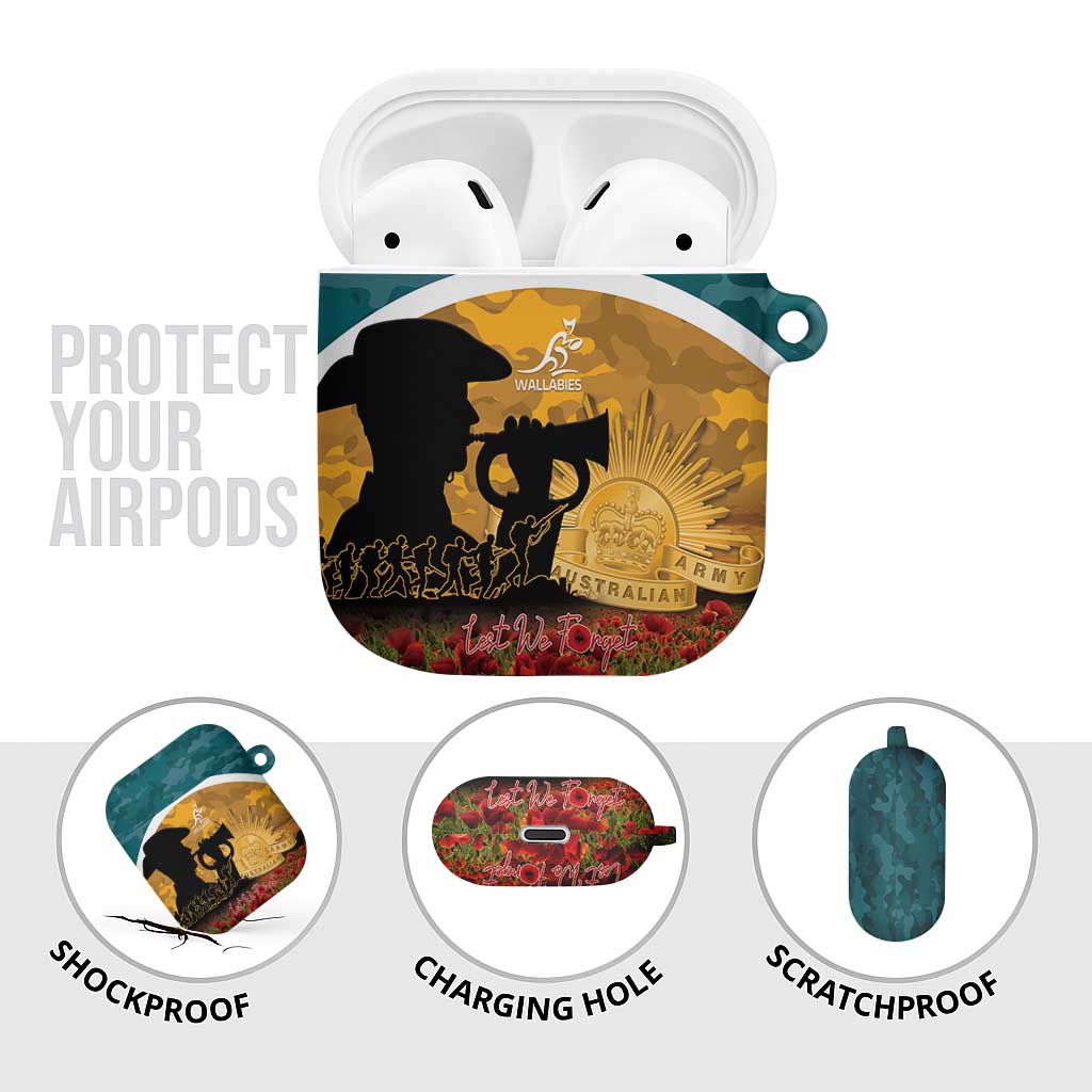 Wallabies ANZAC Day AirPods Case Last Post Poppy Lest We Forget