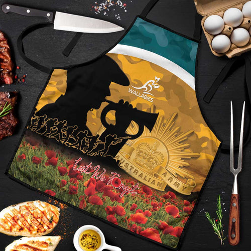 Wallabies ANZAC Day Apron Last Post Poppy Lest We Forget