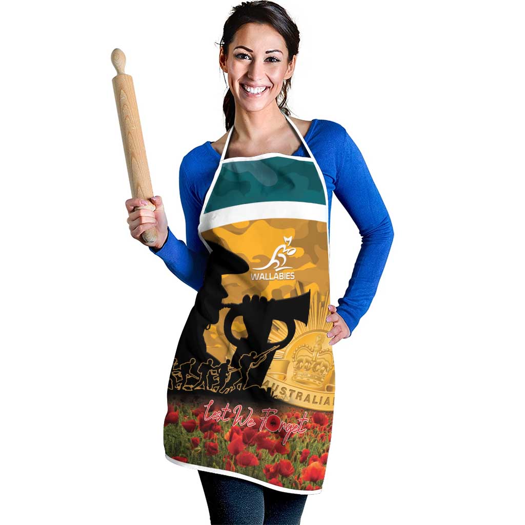 Wallabies ANZAC Day Apron Last Post Poppy Lest We Forget