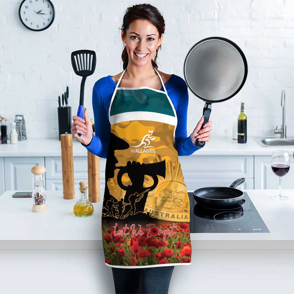 Wallabies ANZAC Day Apron Last Post Poppy Lest We Forget