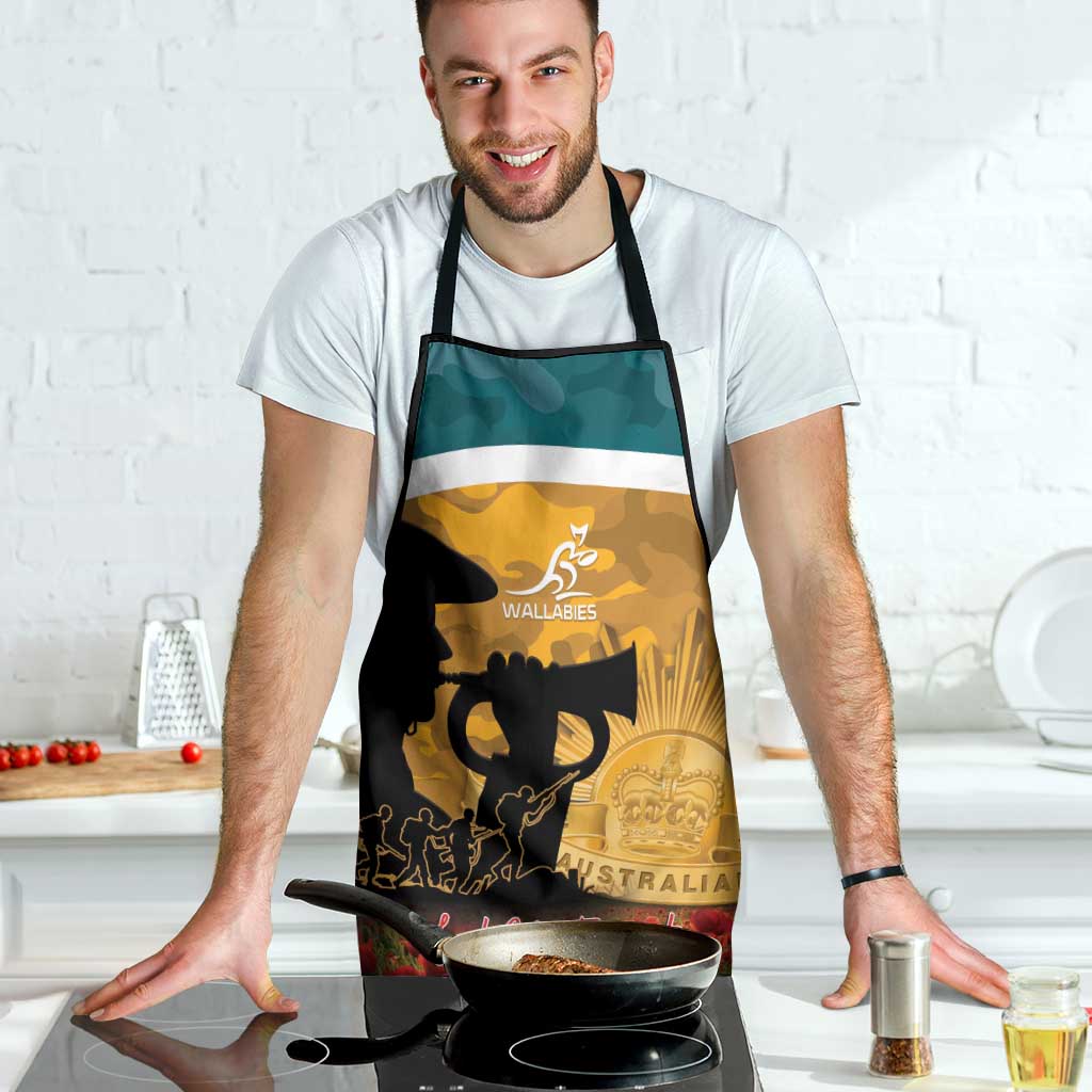 Wallabies ANZAC Day Apron Last Post Poppy Lest We Forget