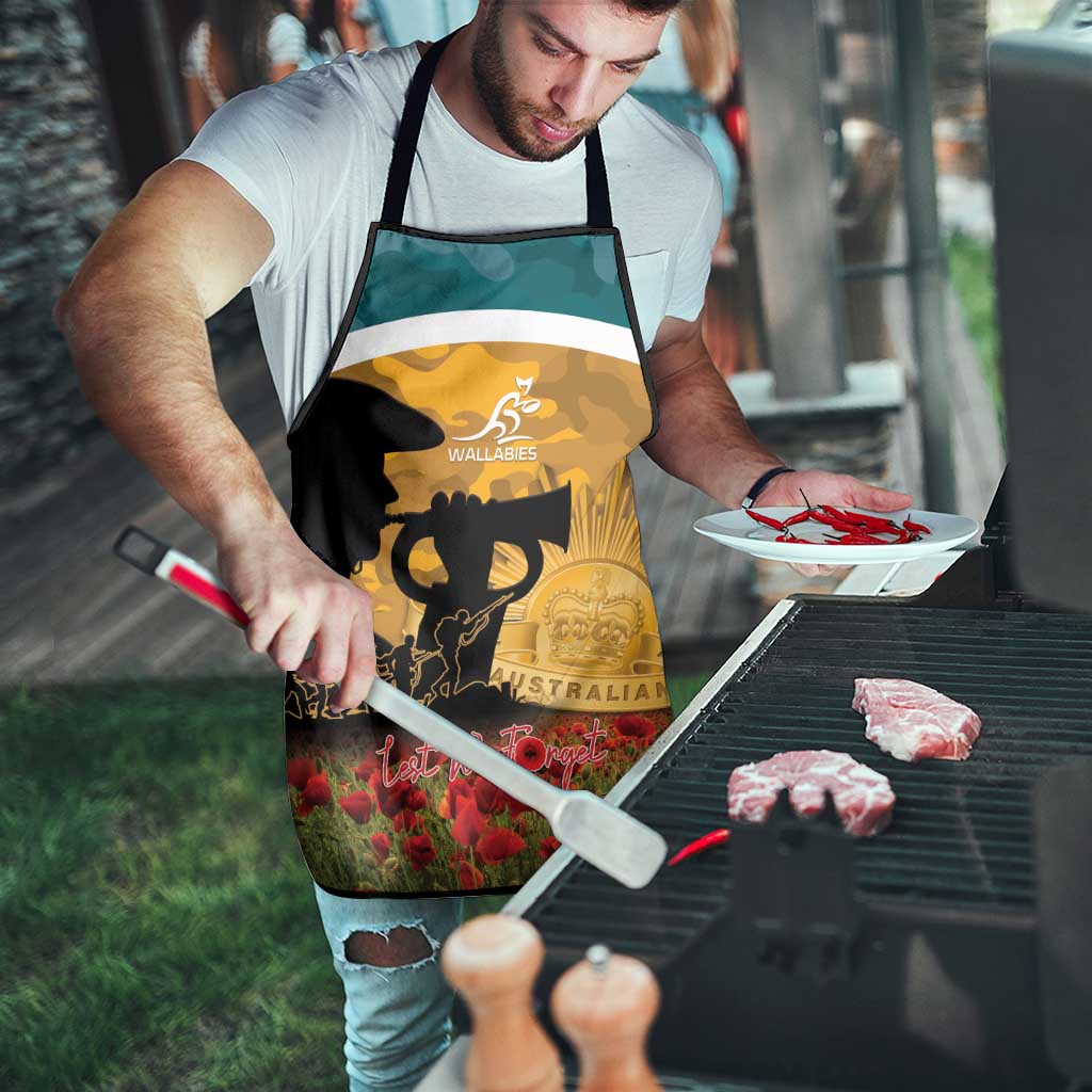 Wallabies ANZAC Day Apron Last Post Poppy Lest We Forget
