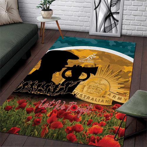 Wallabies ANZAC Day Area Rug Last Post Poppy Lest We Forget