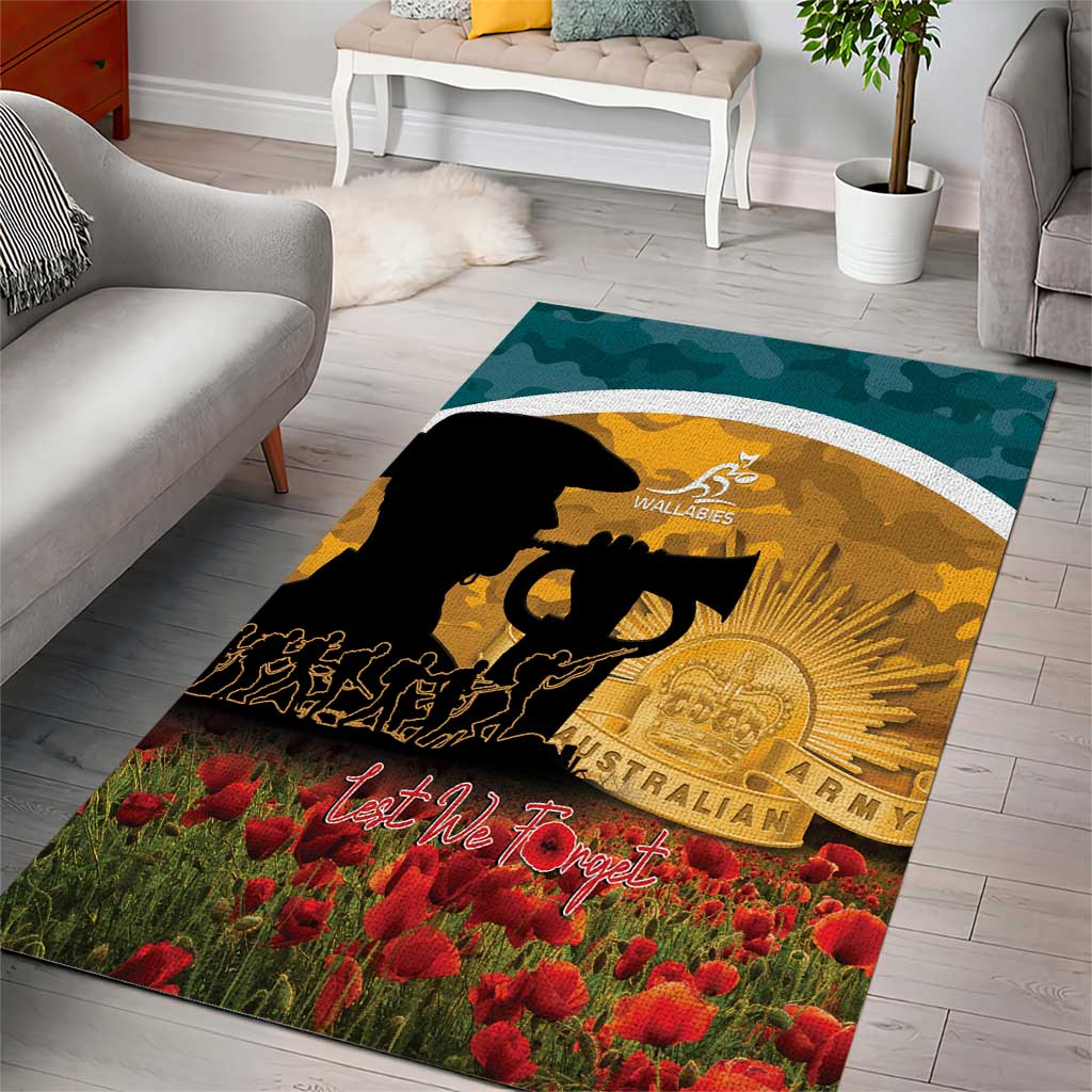 Wallabies ANZAC Day Area Rug Last Post Poppy Lest We Forget