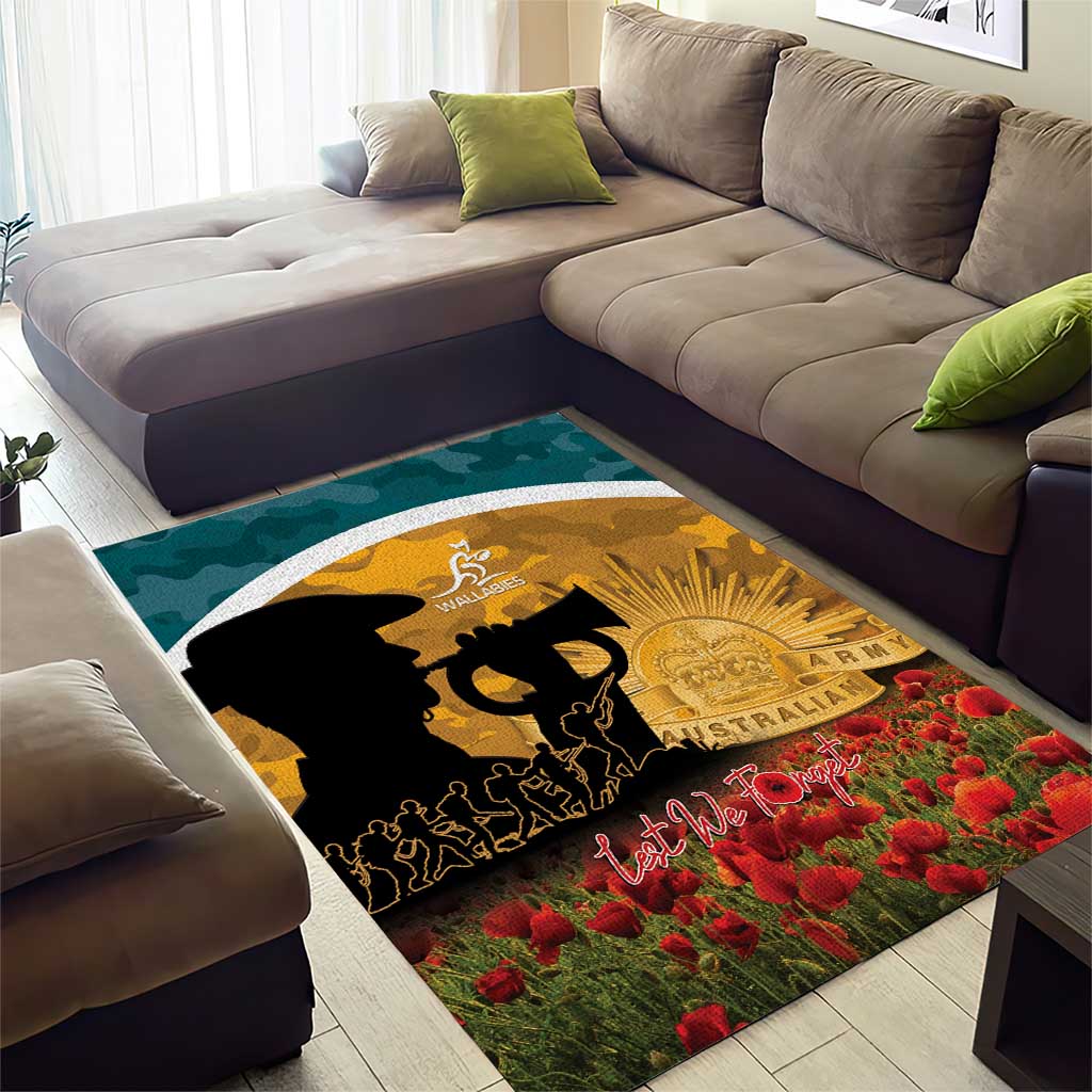Wallabies ANZAC Day Area Rug Last Post Poppy Lest We Forget