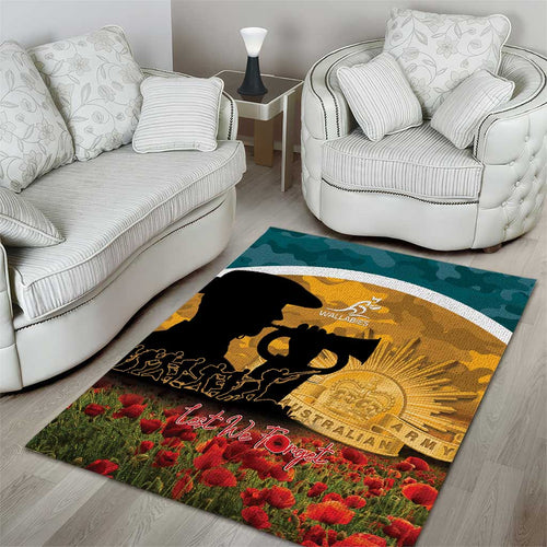Wallabies ANZAC Day Area Rug Last Post Poppy Lest We Forget