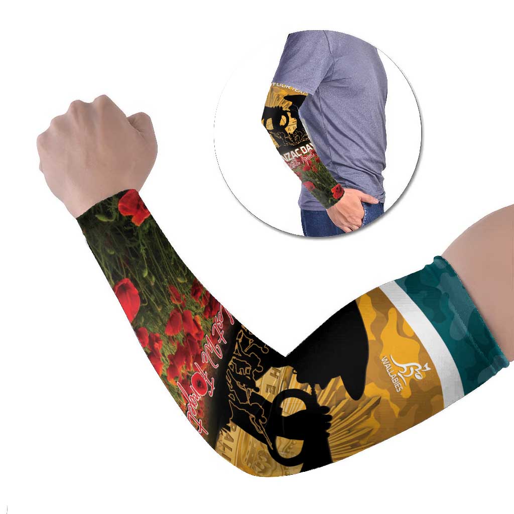 Personalised Wallabies ANZAC Day Arm Sleeves Last Post Poppy Lest We Forget
