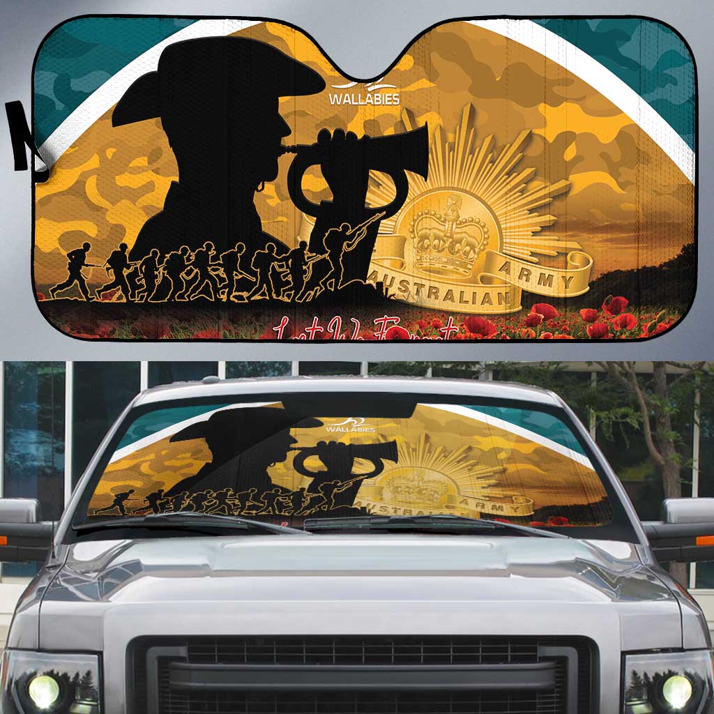 Wallabies ANZAC Day Auto Sun Shade Last Post Poppy Lest We Forget