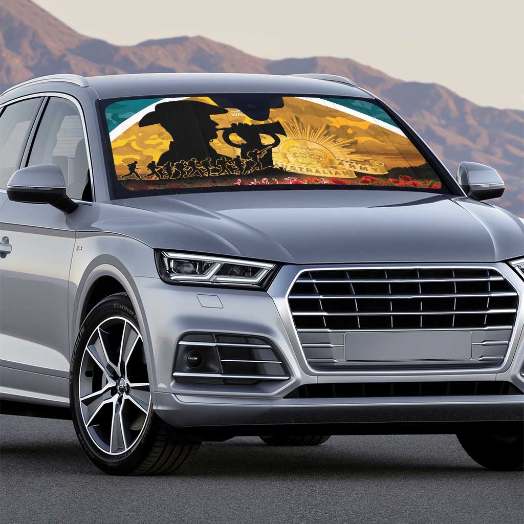 Wallabies ANZAC Day Auto Sun Shade Last Post Poppy Lest We Forget