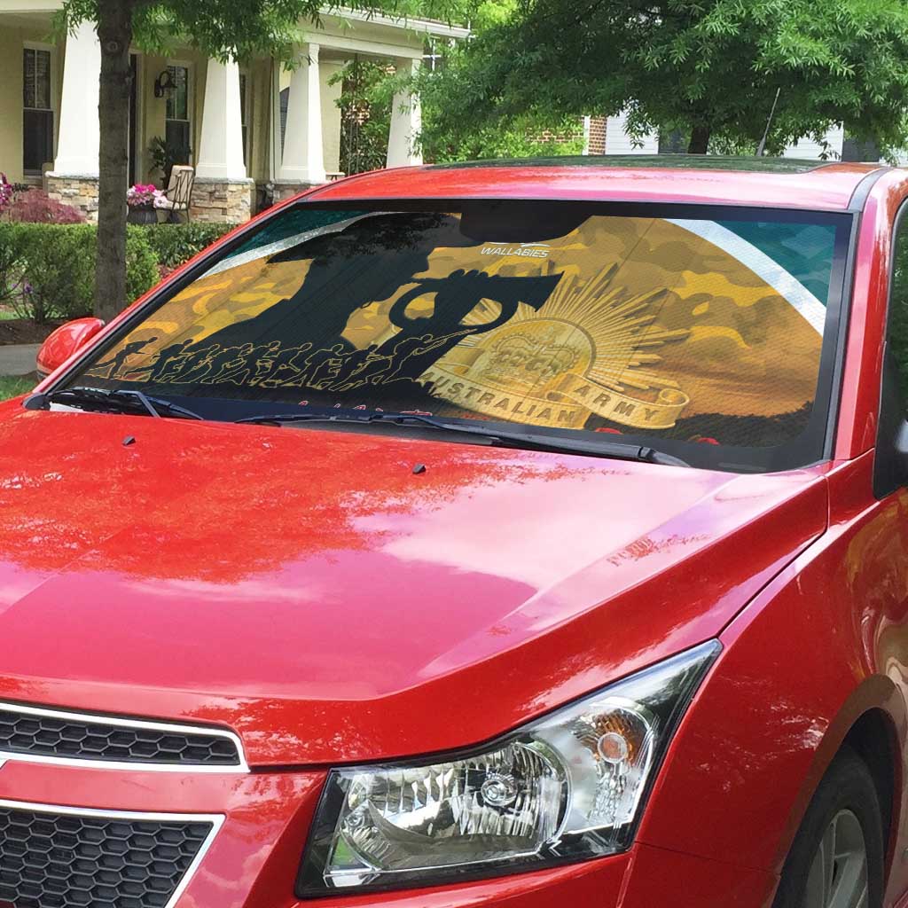 Wallabies ANZAC Day Auto Sun Shade Last Post Poppy Lest We Forget