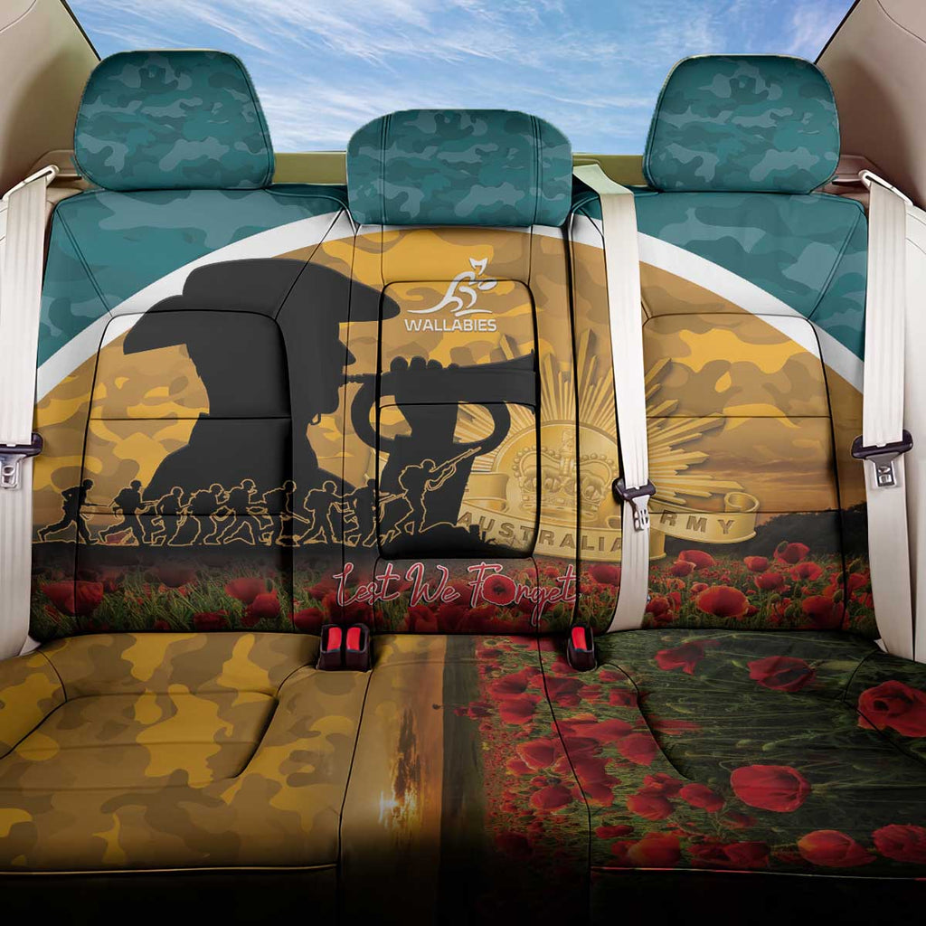Wallabies ANZAC Day Back Car Seat Cover Last Post Poppy Lest We Forget