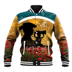 Personalised Wallabies ANZAC Day Baseball Jacket Last Post Poppy Lest We Forget