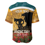 Personalised Wallabies ANZAC Day Baseball Jersey Last Post Poppy Lest We Forget