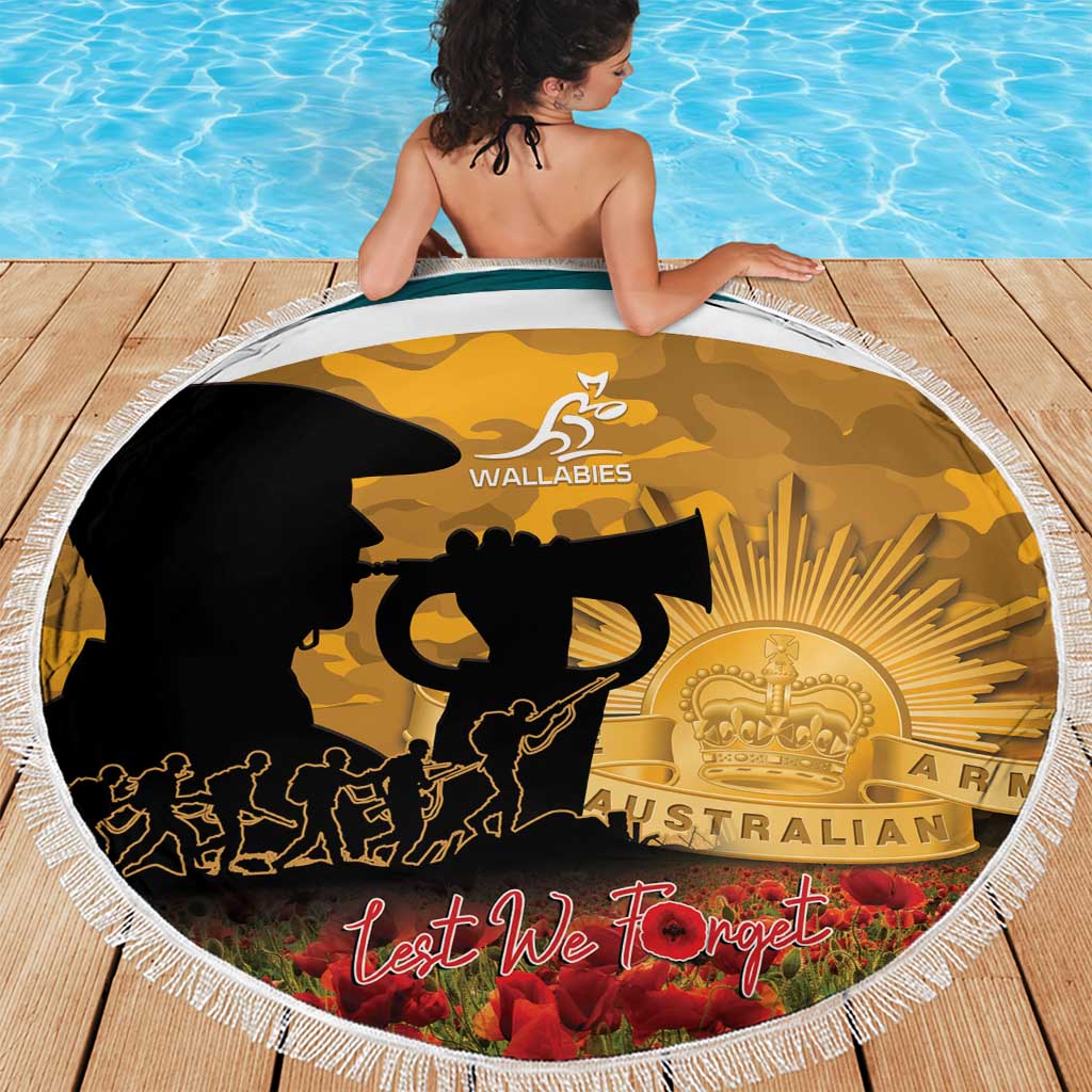 Wallabies ANZAC Day Beach Blanket Last Post Poppy Lest We Forget