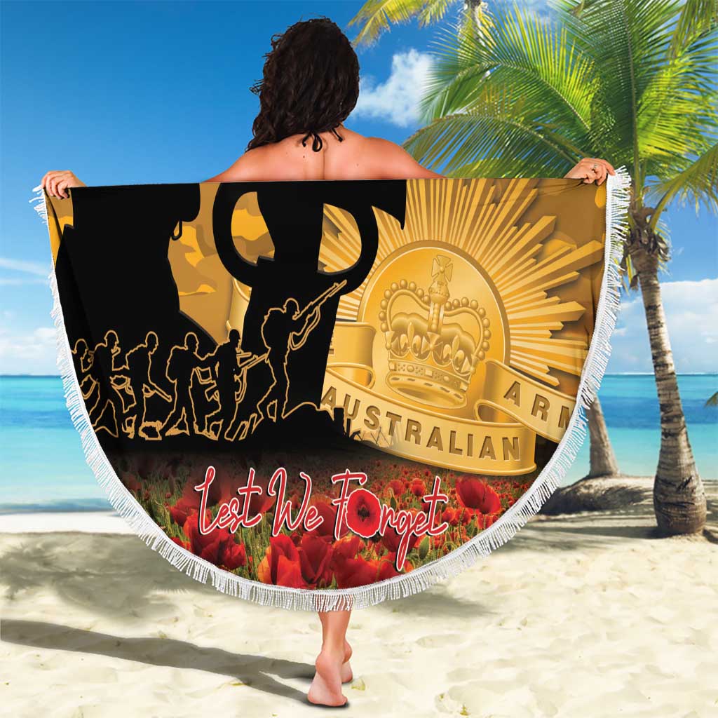 Wallabies ANZAC Day Beach Blanket Last Post Poppy Lest We Forget