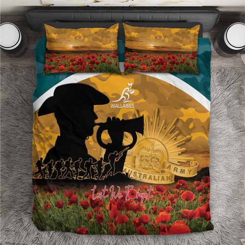 Wallabies ANZAC Day Bedding Set Last Post Poppy Lest We Forget