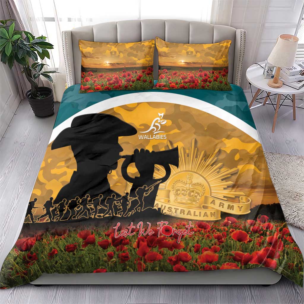 Wallabies ANZAC Day Bedding Set Last Post Poppy Lest We Forget