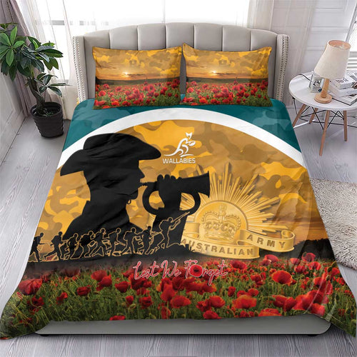 Wallabies ANZAC Day Bedding Set Last Post Poppy Lest We Forget