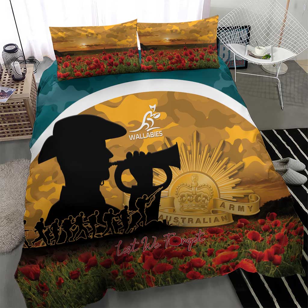 Wallabies ANZAC Day Bedding Set Last Post Poppy Lest We Forget