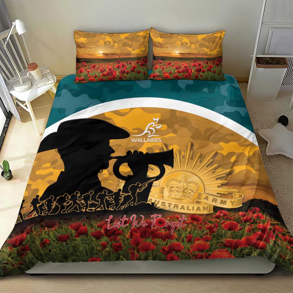 Wallabies ANZAC Day Bedding Set Last Post Poppy Lest We Forget