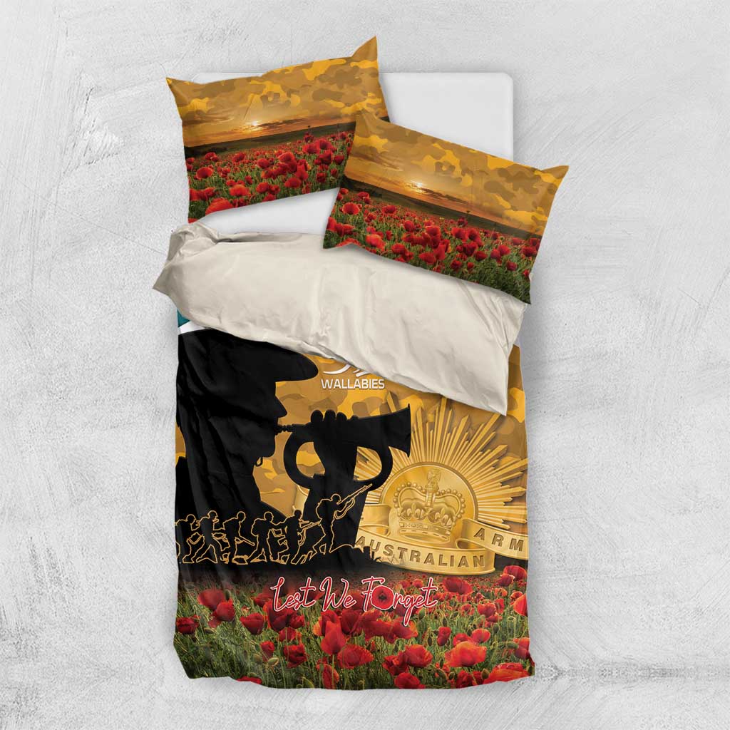 Wallabies ANZAC Day Bedding Set Last Post Poppy Lest We Forget